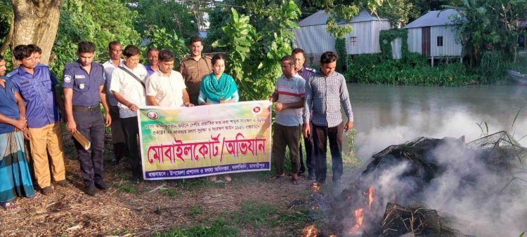 মাদারীপুরের ডাসারে নিষিদ্ব চায়না দুয়ারী জাল জব্দ