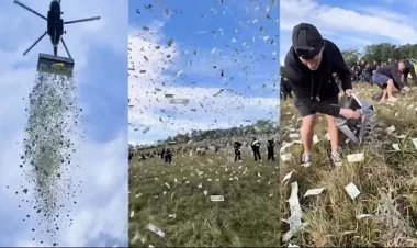 হেলিকপ্টার থেকে পড়ছে কাঁড়ি কাঁড়ি ডলার, কুড়াতে ব্যস্ত সবাই